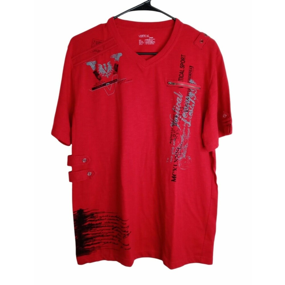 Vertical Sports Men's V Neck Large Light Weight Cotton Short Sleeve T-Shirt